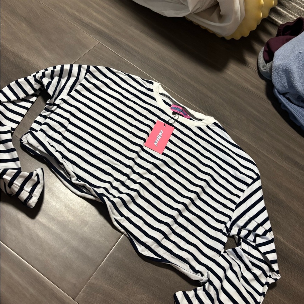 Edikted Navy and White Striped Top